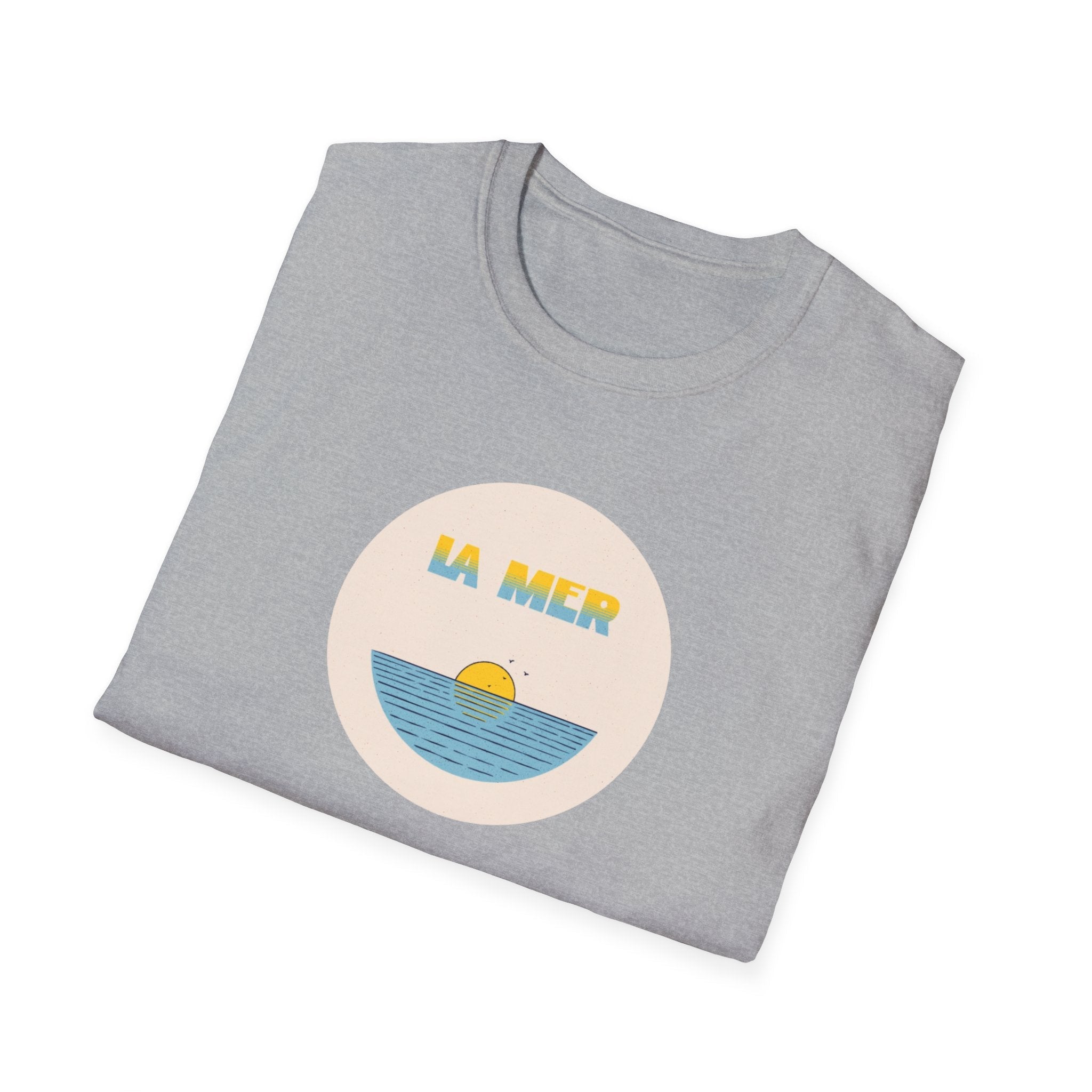 La Mer T-Shirt, Softstyle Tee for Beach Lovers, Casual Summer Top, Gift for Ocean Enthusiasts, Vintage Sunset Graphic Tee T-Shirt La Vie Bien La Mer T-Shirt, Softstyle Tee for Beach Lovers, Casual Summer Top, Gift for Ocean Enthusiasts, Vintage Sunset Graphic Tee