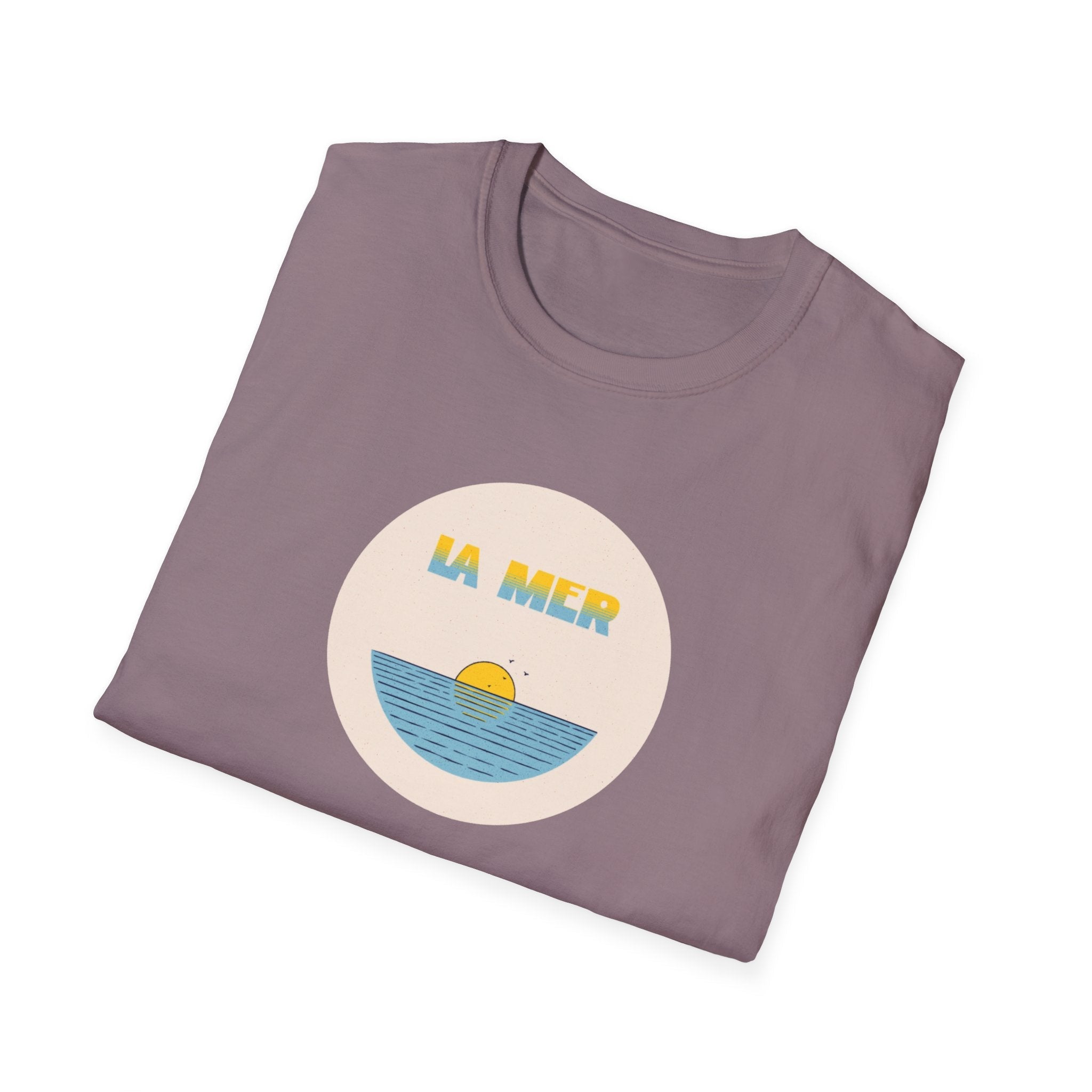 La Mer T-Shirt, Softstyle Tee for Beach Lovers, Casual Summer Top, Gift for Ocean Enthusiasts, Vintage Sunset Graphic Tee T-Shirt La Vie Bien La Mer T-Shirt, Softstyle Tee for Beach Lovers, Casual Summer Top, Gift for Ocean Enthusiasts, Vintage Sunset Graphic Tee
