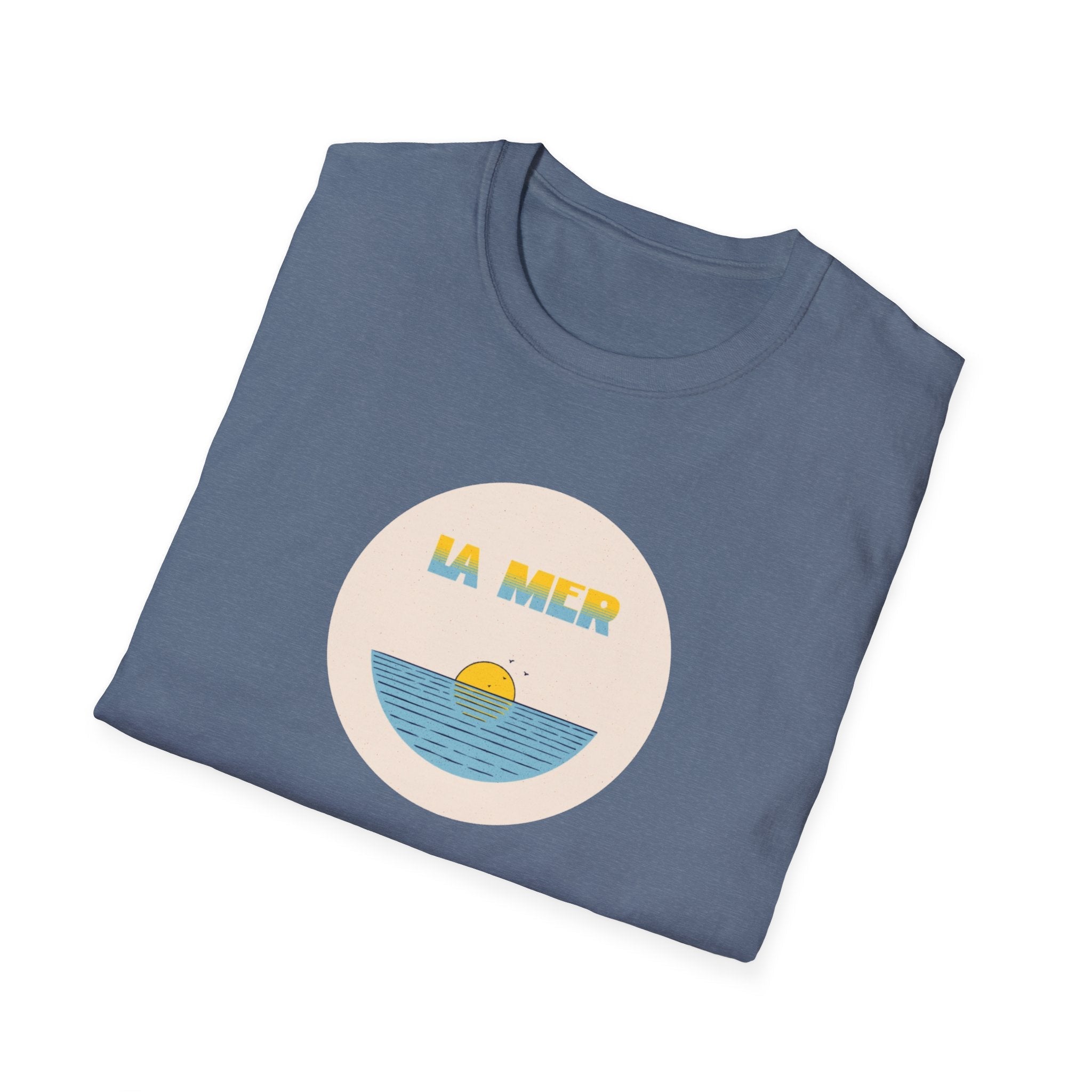 La Mer T-Shirt, Softstyle Tee for Beach Lovers, Casual Summer Top, Gift for Ocean Enthusiasts, Vintage Sunset Graphic Tee T-Shirt La Vie Bien La Mer T-Shirt, Softstyle Tee for Beach Lovers, Casual Summer Top, Gift for Ocean Enthusiasts, Vintage Sunset Graphic Tee