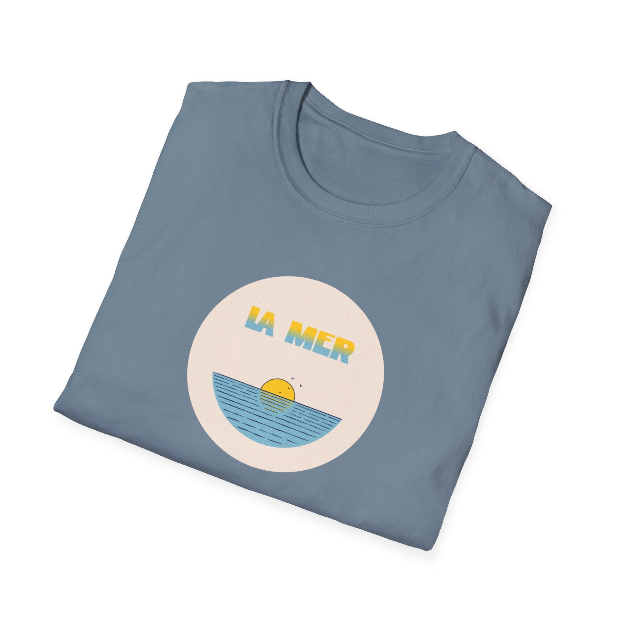 La Mer T-Shirt, Softstyle Tee for Beach Lovers, Casual Summer Top, Gift for Ocean Enthusiasts, Vintage Sunset Graphic Tee T-Shirt La Vie Bien La Mer T-Shirt, Softstyle Tee for Beach Lovers, Casual Summer Top, Gift for Ocean Enthusiasts, Vintage Sunset Graphic Tee