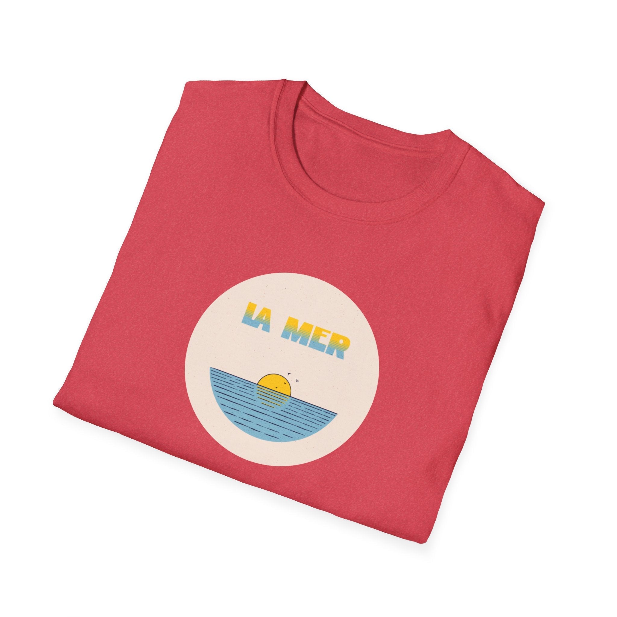 La Mer T-Shirt, Softstyle Tee for Beach Lovers, Casual Summer Top, Gift for Ocean Enthusiasts, Vintage Sunset Graphic Tee T-Shirt La Vie Bien La Mer T-Shirt, Softstyle Tee for Beach Lovers, Casual Summer Top, Gift for Ocean Enthusiasts, Vintage Sunset Graphic Tee