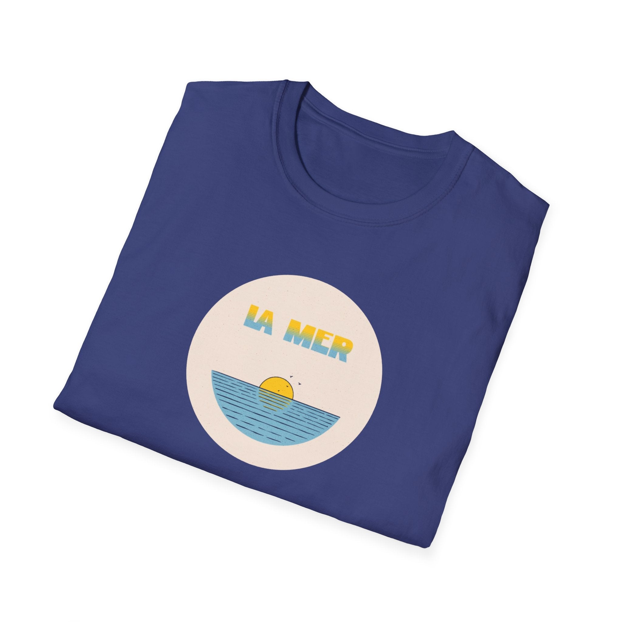 La Mer T-Shirt, Softstyle Tee for Beach Lovers, Casual Summer Top, Gift for Ocean Enthusiasts, Vintage Sunset Graphic Tee T-Shirt La Vie Bien La Mer T-Shirt, Softstyle Tee for Beach Lovers, Casual Summer Top, Gift for Ocean Enthusiasts, Vintage Sunset Graphic Tee