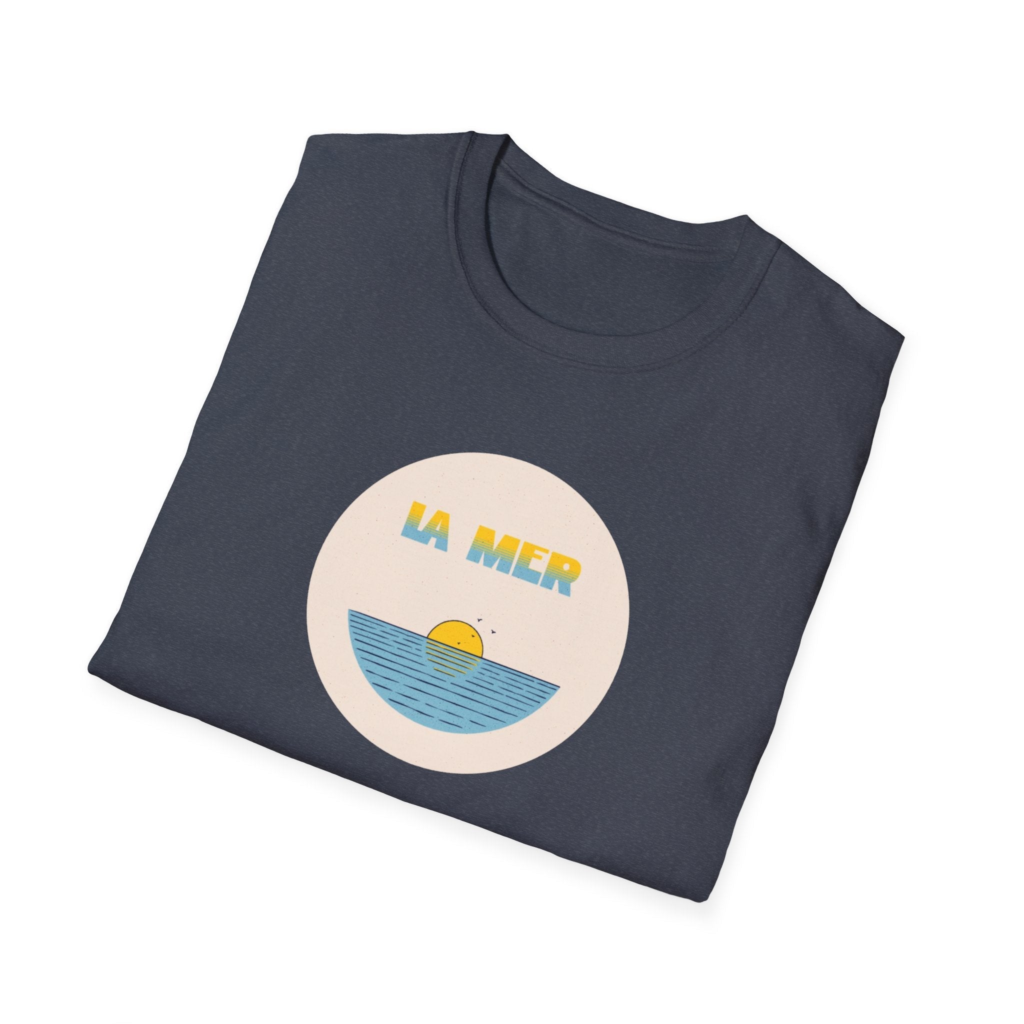 La Mer T-Shirt, Softstyle Tee for Beach Lovers, Casual Summer Top, Gift for Ocean Enthusiasts, Vintage Sunset Graphic Tee T-Shirt La Vie Bien La Mer T-Shirt, Softstyle Tee for Beach Lovers, Casual Summer Top, Gift for Ocean Enthusiasts, Vintage Sunset Graphic Tee
