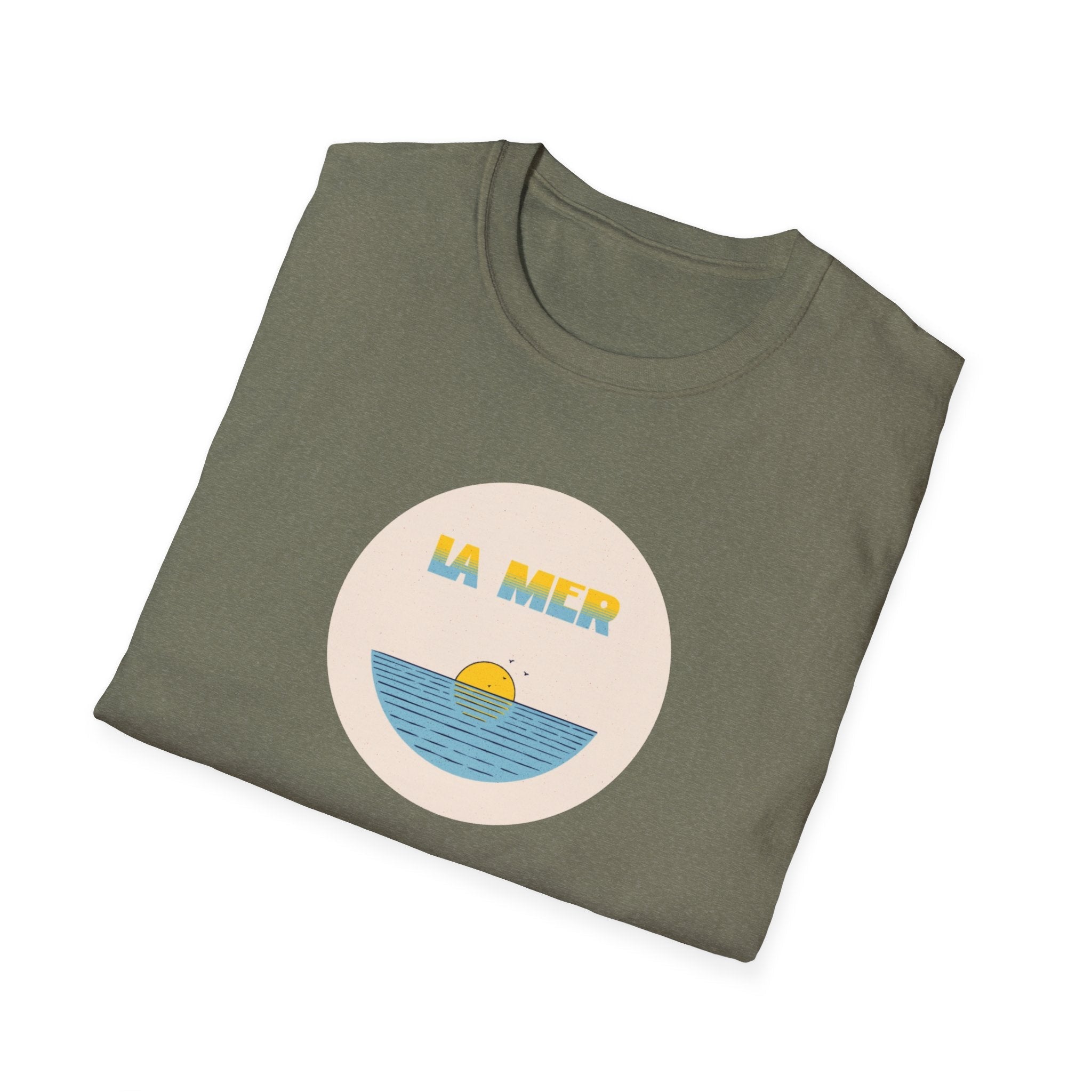 La Mer T-Shirt, Softstyle Tee for Beach Lovers, Casual Summer Top, Gift for Ocean Enthusiasts, Vintage Sunset Graphic Tee T-Shirt La Vie Bien La Mer T-Shirt, Softstyle Tee for Beach Lovers, Casual Summer Top, Gift for Ocean Enthusiasts, Vintage Sunset Graphic Tee
