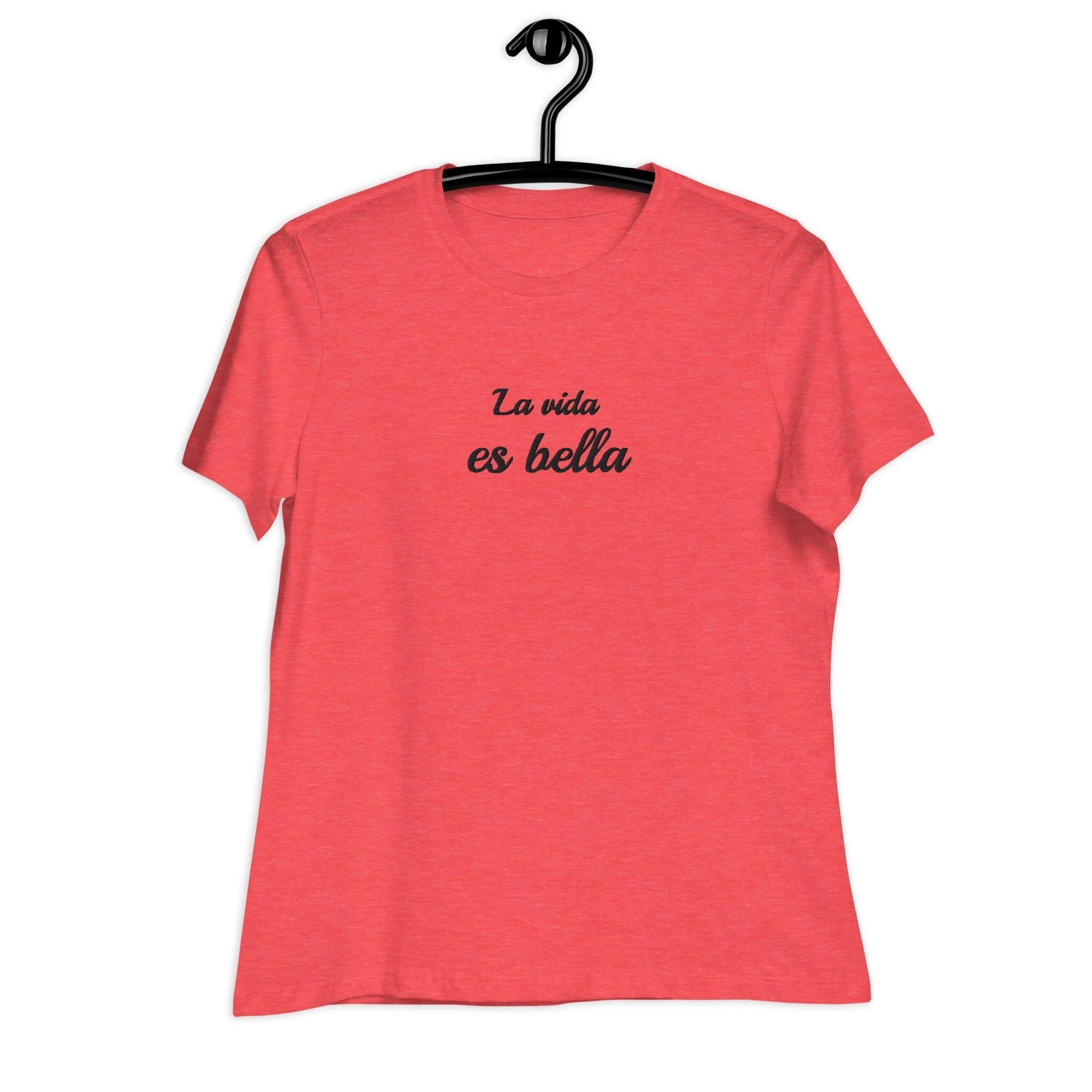 La vida es bella Women's embroidered T-Shirt by La Vie Bien
