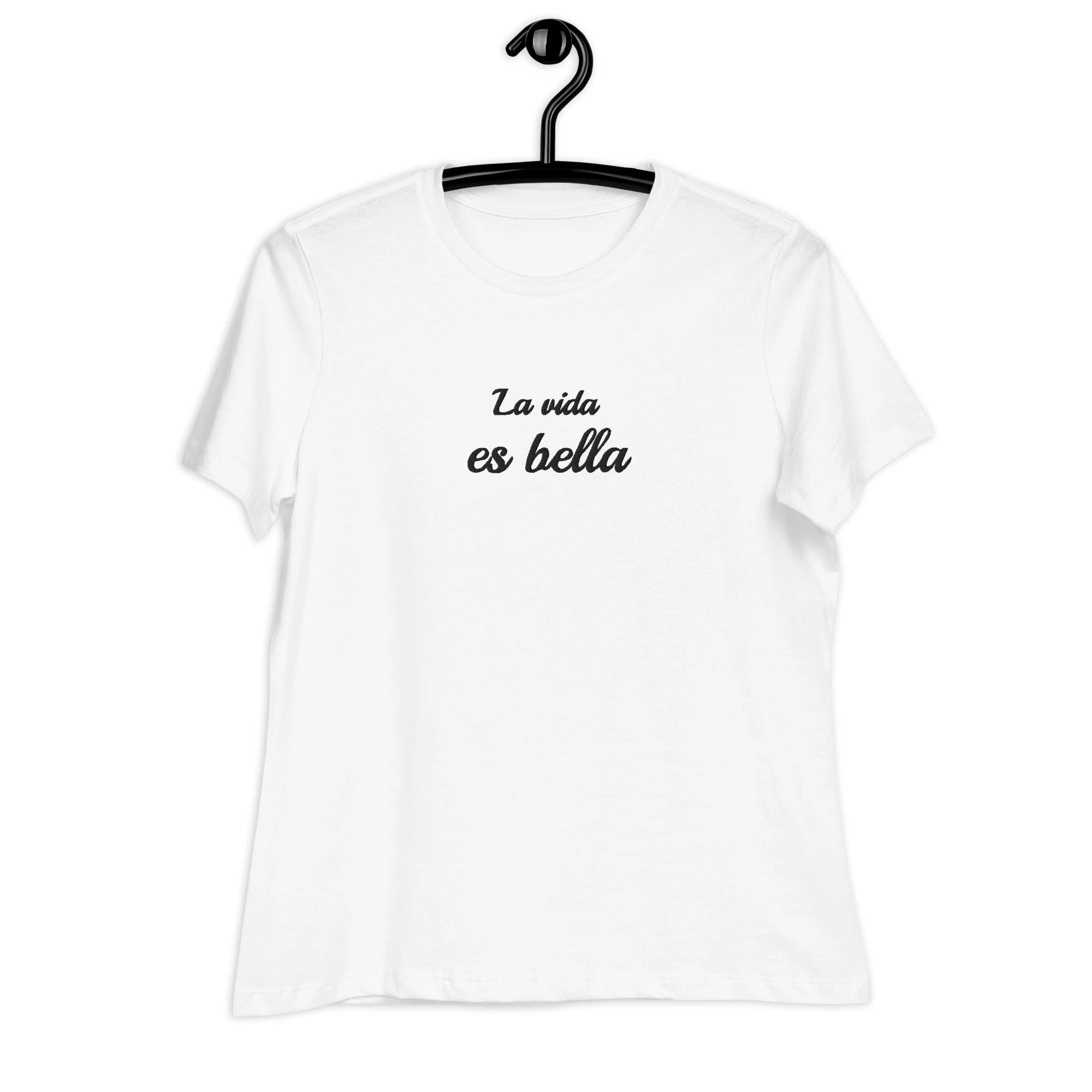 La vida es bella Women's embroidered T-Shirt by La Vie Bien