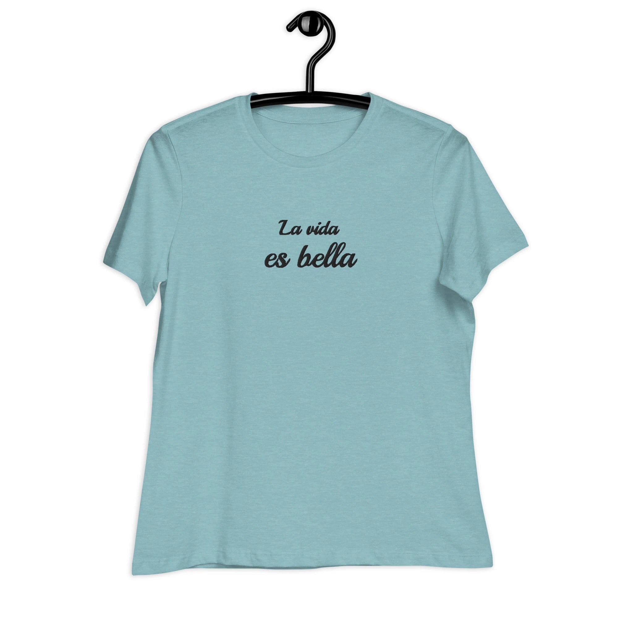 La vida es bella Women's embroidered T-Shirt by La Vie Bien