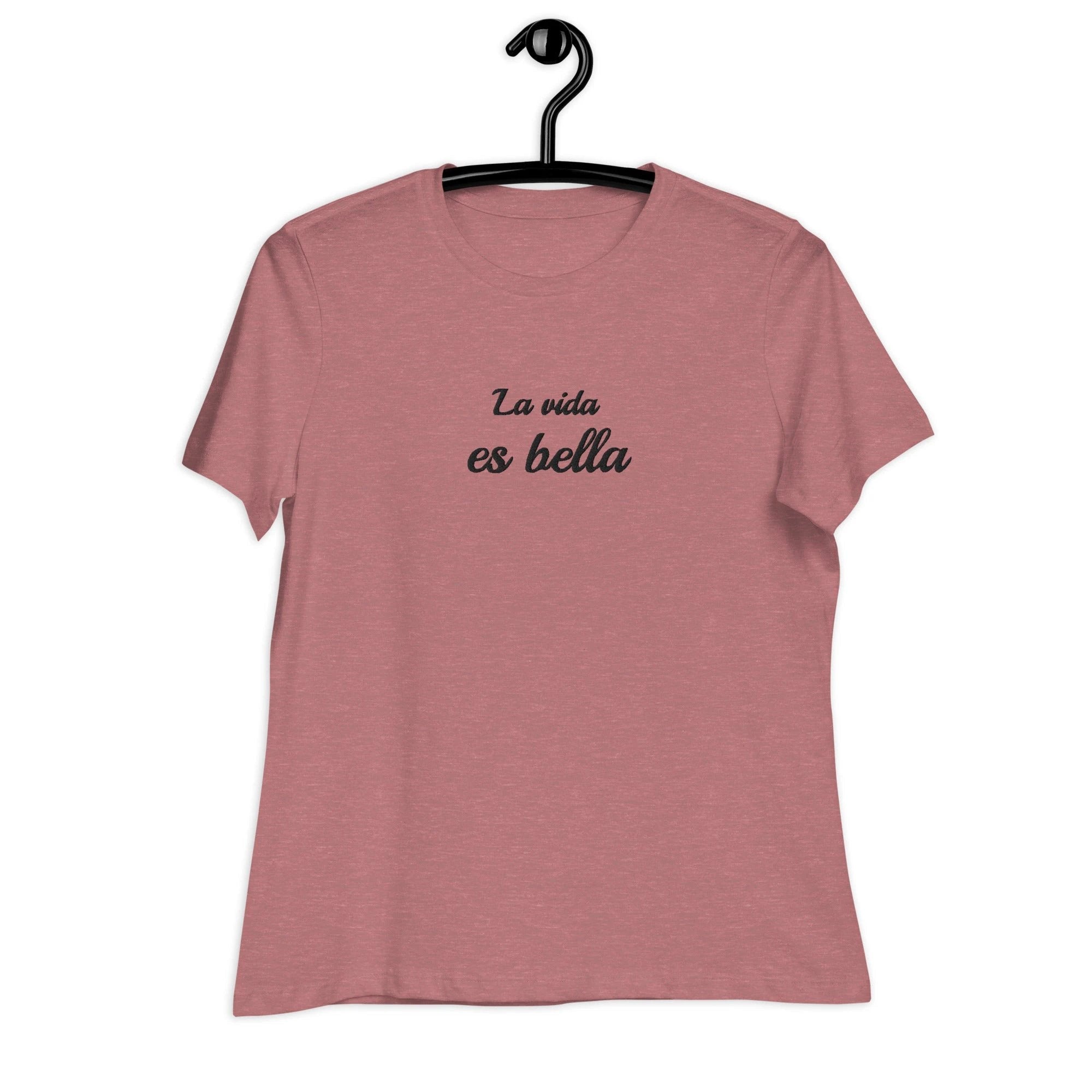 La vida es bella Women's embroidered T-Shirt by La Vie Bien