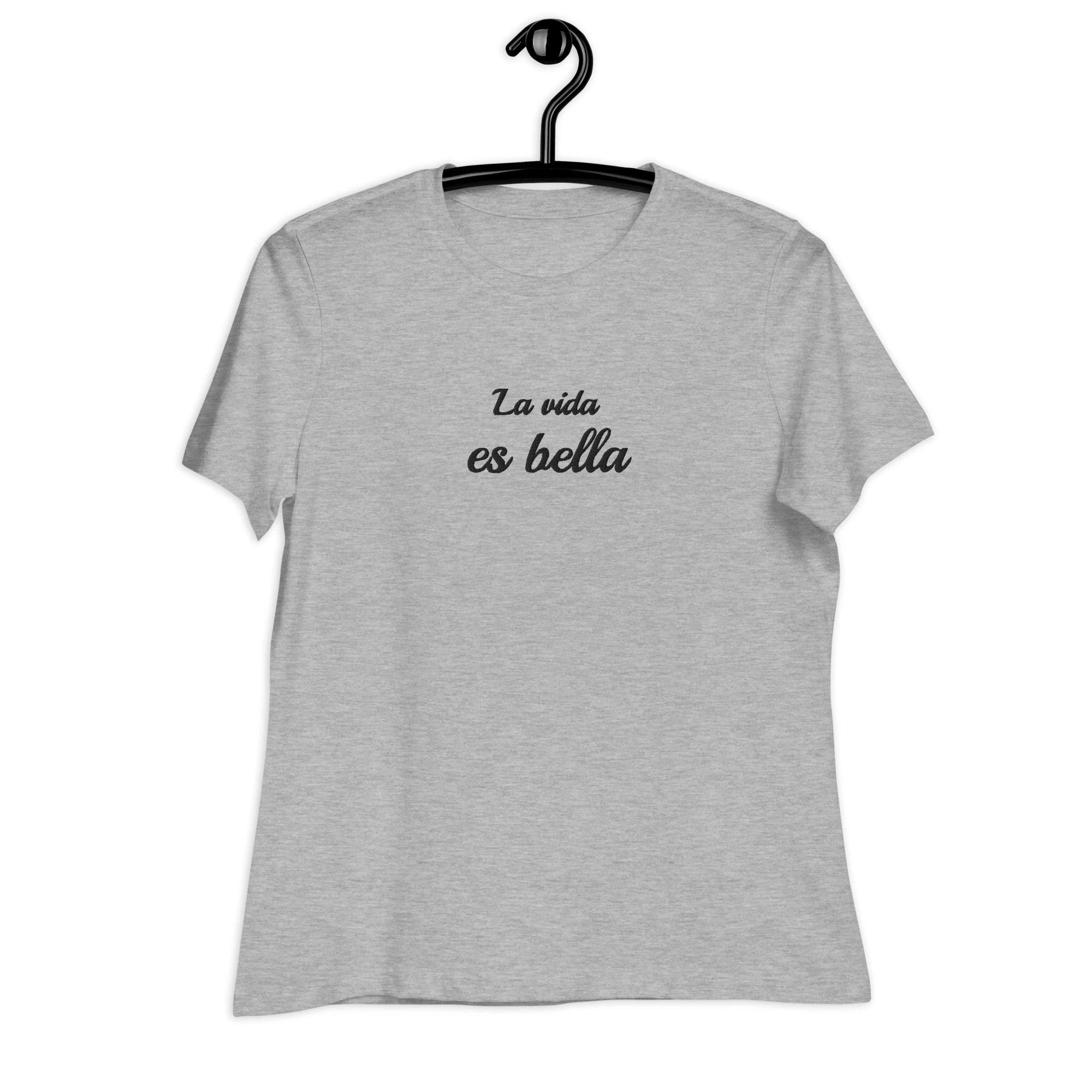 La vida es bella Women's embroidered T-Shirt by La Vie Bien