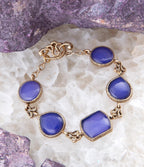 Lace Blue Agate Link Golden Bracelet by Barse Jewelry