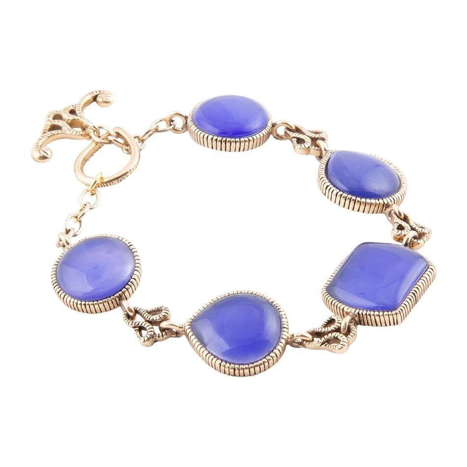 Lace Blue Agate Link Golden Bracelet by Barse Jewelry