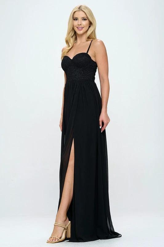 Lace Detail Bustier Floor Length Maxi Dress by Bella Moda Latina