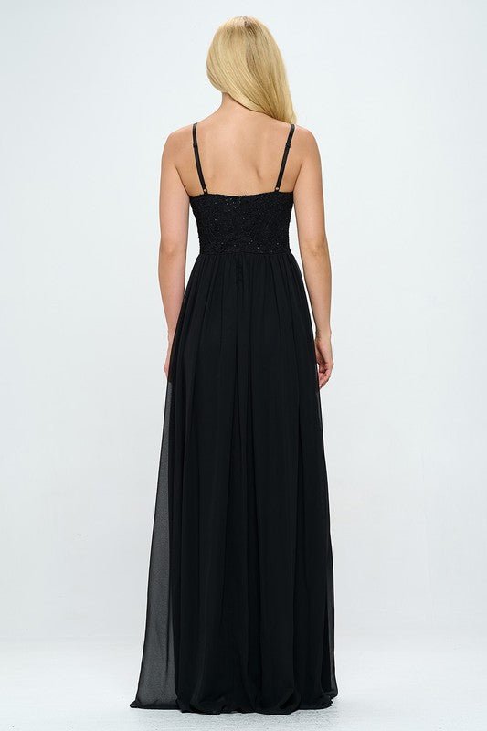 Lace Detail Bustier Floor Length Maxi Dress Dress La Vie Bien Lace Detail Bustier Floor Length Maxi Dress