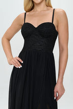 Lace Detail Bustier Floor Length Maxi Dress Dress La Vie Bien Lace Detail Bustier Floor Length Maxi Dress