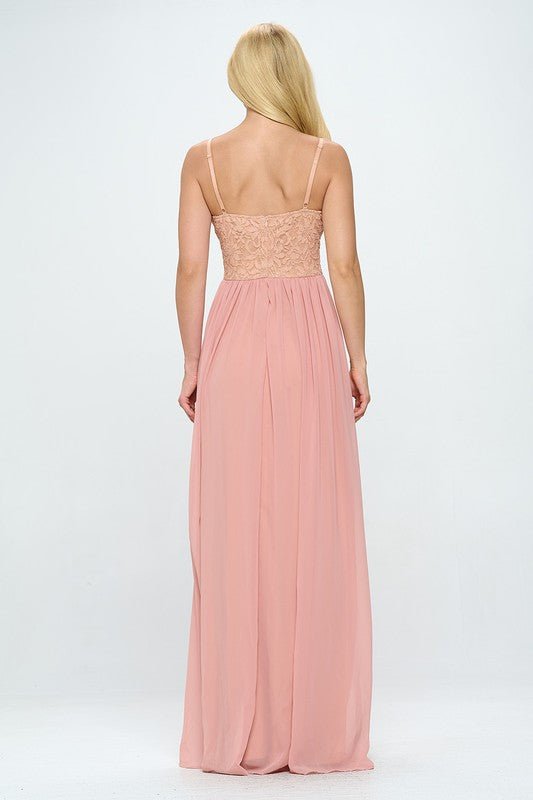 Lace Detail Bustier Floor Length Maxi Dress Dress La Vie Bien Lace Detail Bustier Floor Length Maxi Dress