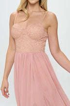 Lace Detail Bustier Floor Length Maxi Dress Dress La Vie Bien Lace Detail Bustier Floor Length Maxi Dress
