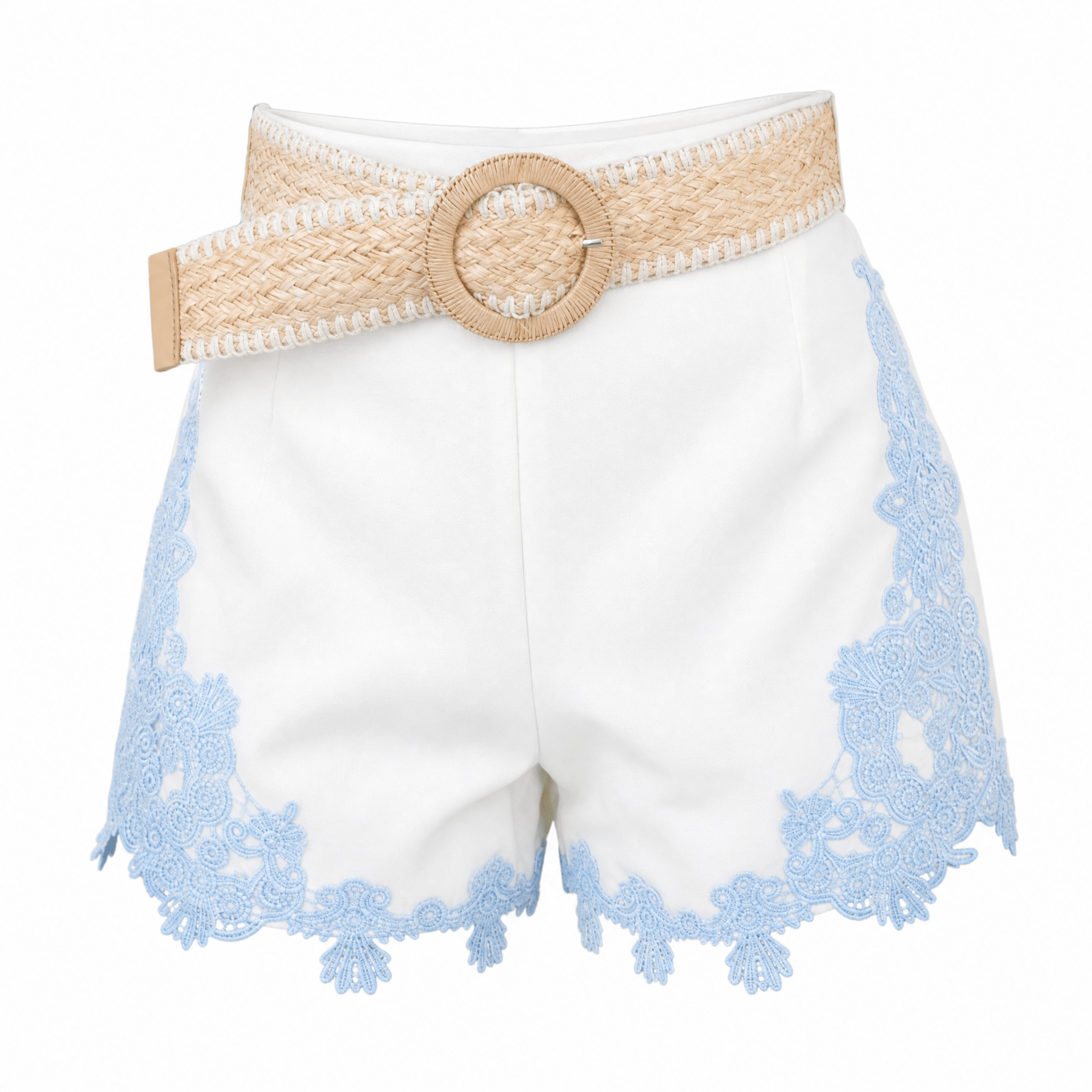 Lace Patch Cotton Shorts with Belt Matching Top [Sizes S-L] Apparel La Vie Bien Lace Patch Cotton Shorts with Belt Matching Top [Sizes S-L]