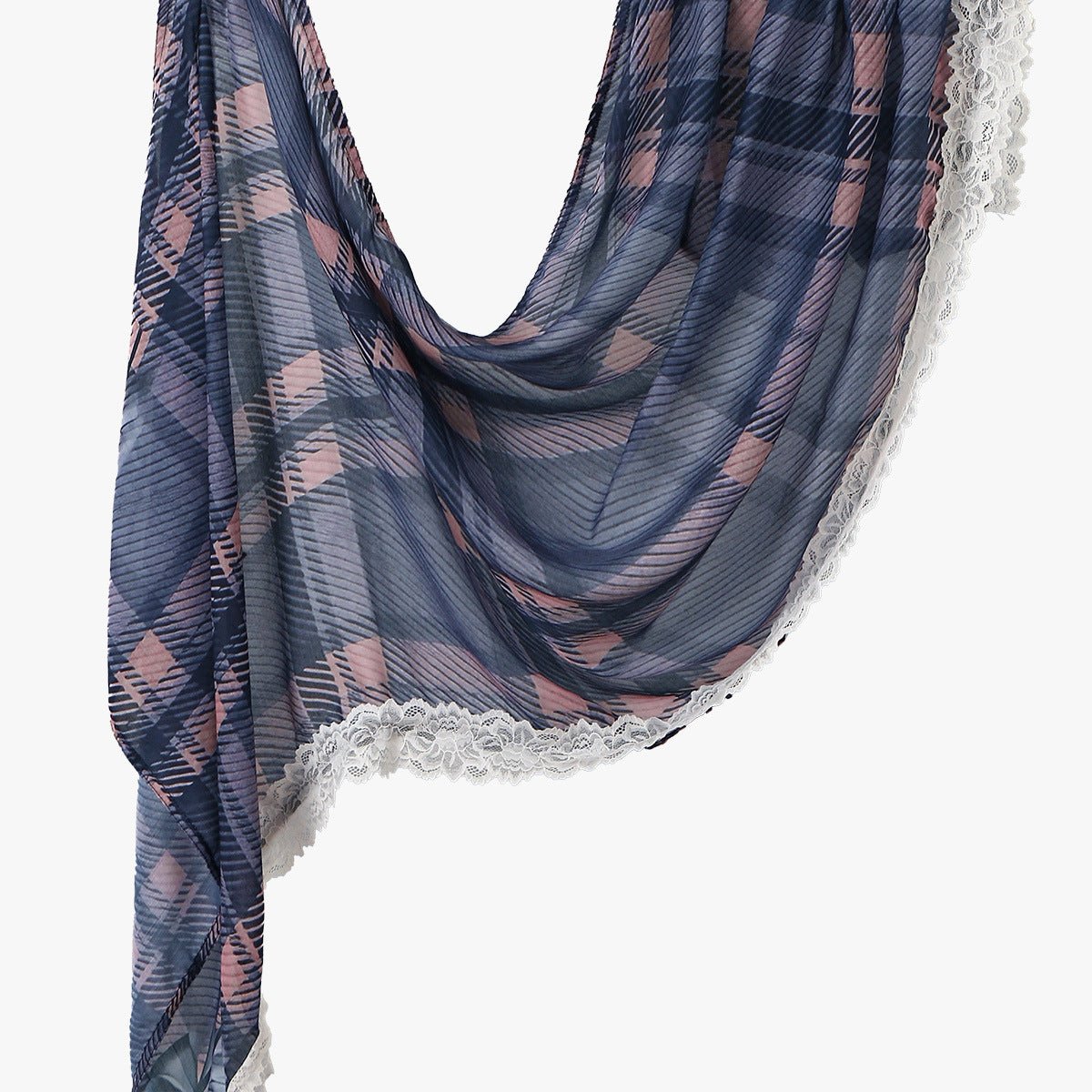 Lace Trim Print Hijab Shawl(MH231)