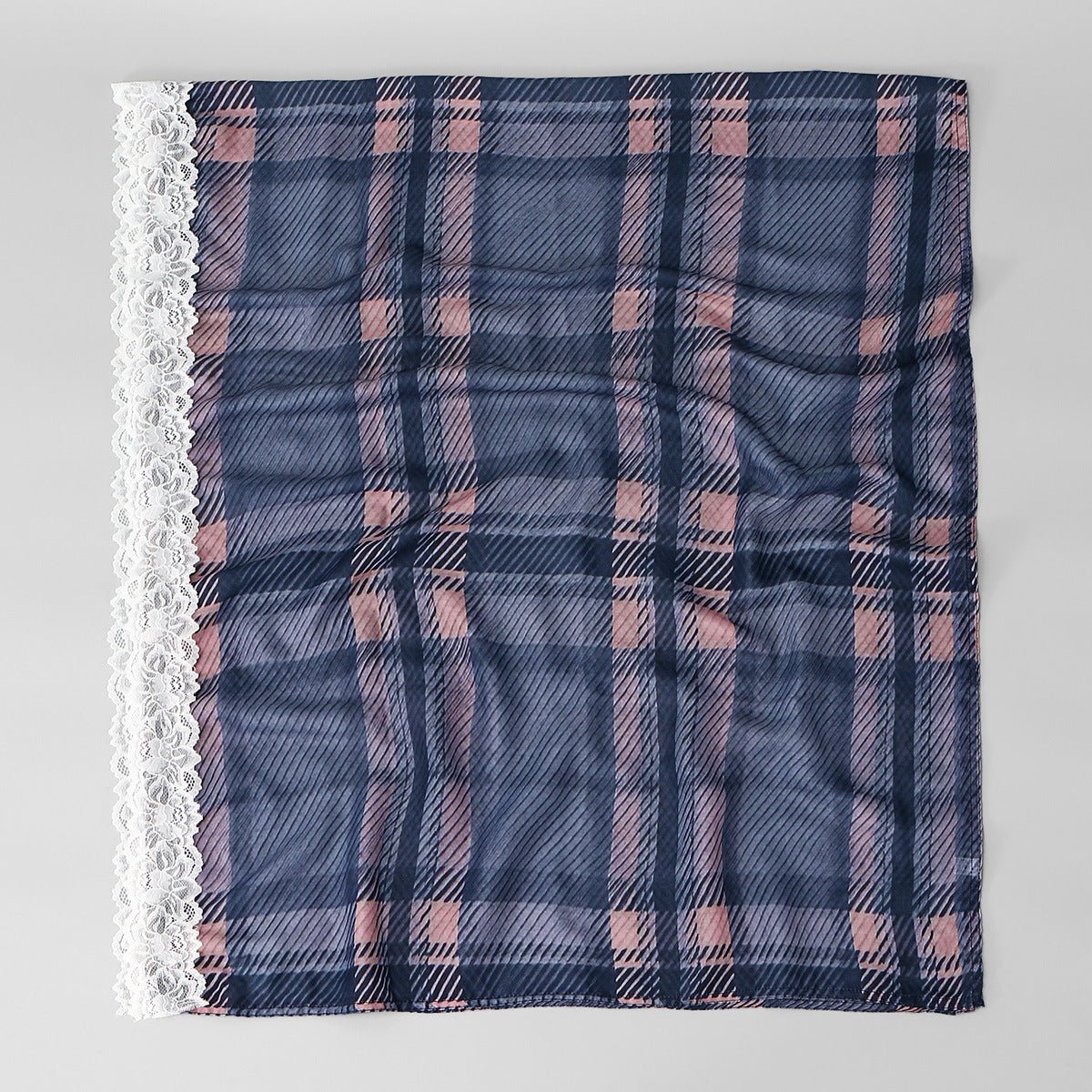 Lace Trim Print Hijab Shawl(MH231)