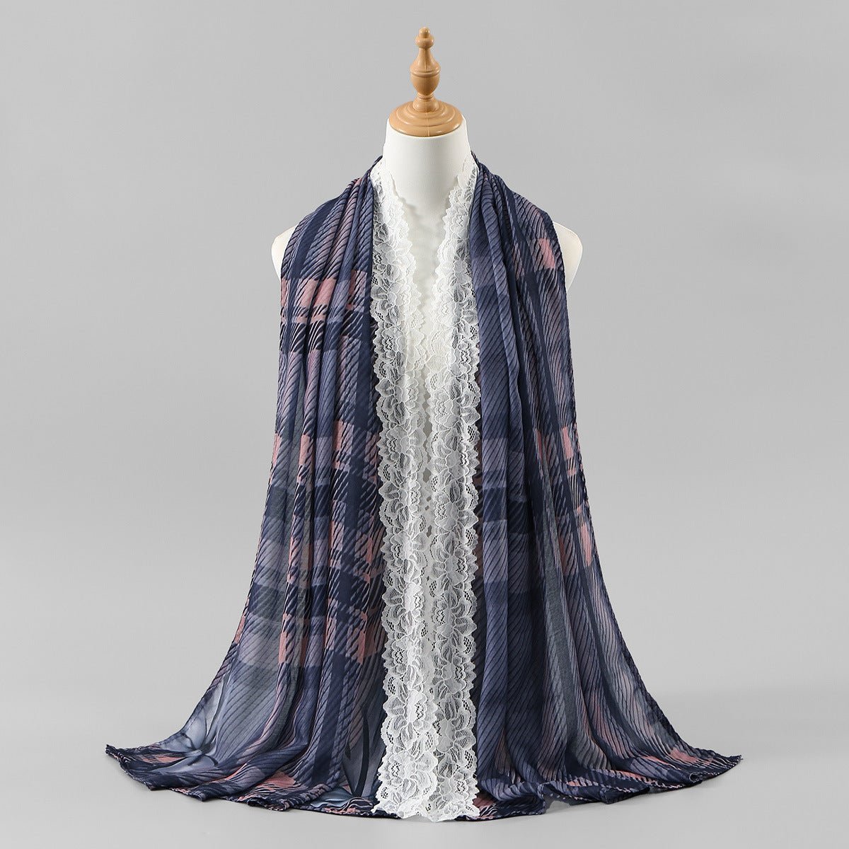 Lace Trim Print Hijab Shawl(MH231) La Vie Bien Lace Trim Print Hijab Shawl(MH231)