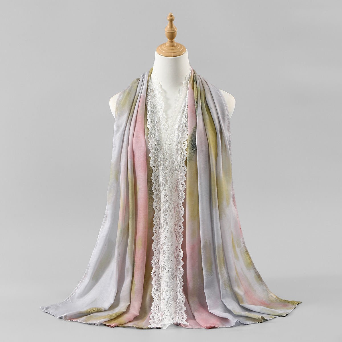 Lace Trim Print Hijab Shawl(MH231) La Vie Bien Lace Trim Print Hijab Shawl(MH231)