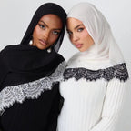 Lace Trim Rayon Hijab Scarf(MH211)