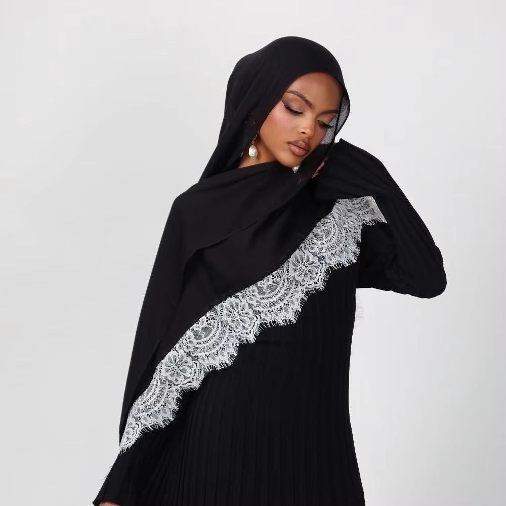 Lace Trim Rayon Hijab Scarf(MH211) La Vie Bien Lace Trim Rayon Hijab Scarf(MH211)