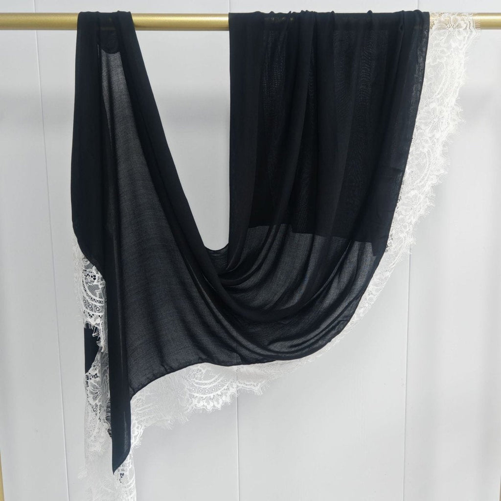 Lace Trim Rayon Hijab Scarf(MH211) La Vie Bien Lace Trim Rayon Hijab Scarf(MH211)