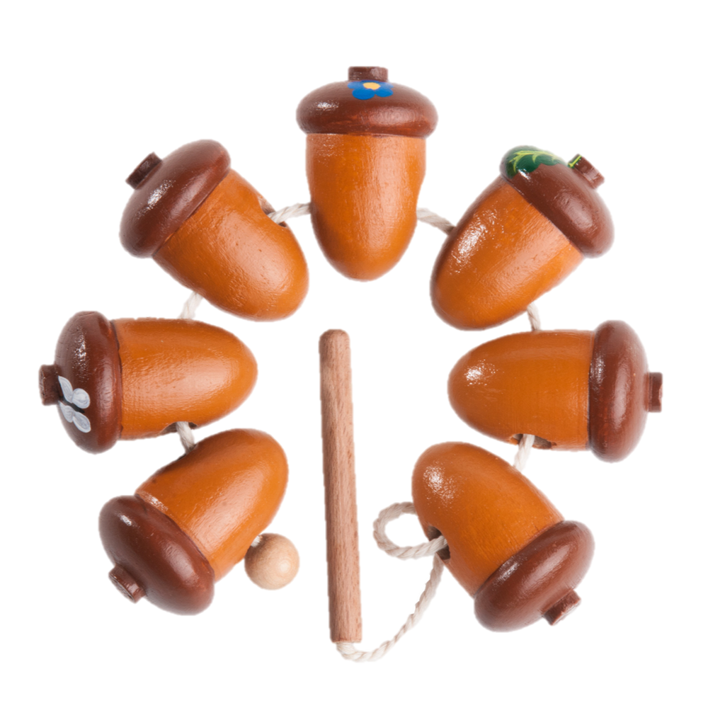 Montessori Wooden Acorn Lacing Toy for Toddlers