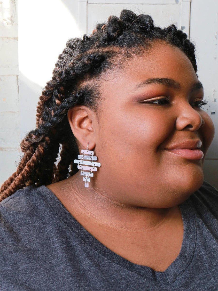 Ladder Earrings - Dusty Pink