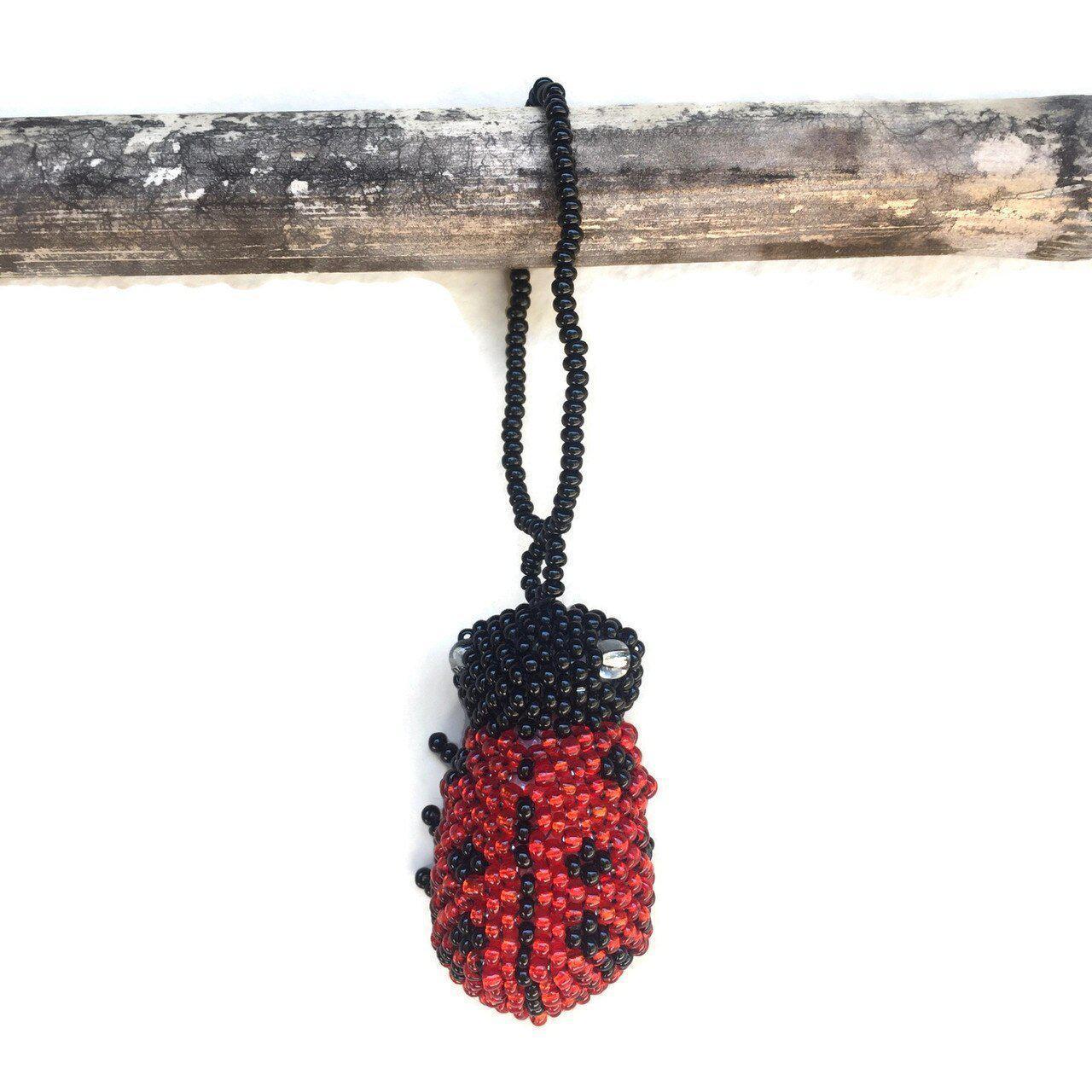 Lady Bug Seed Bead Handcrafted Artisan Made Ornament - Guatemala Decor La Vie Bien Lady Bug Seed Bead Handcrafted Artisan Made Ornament - Guatemala