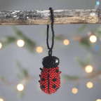 Lady Bug Seed Bead Handcrafted Artisan Made Ornament - Guatemala Decor La Vie Bien Lady Bug Seed Bead Handcrafted Artisan Made Ornament - Guatemala