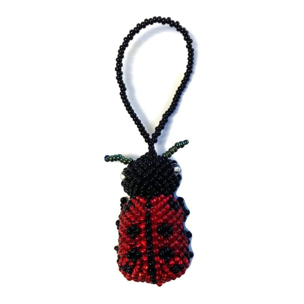 Lady Bug Seed Bead Handcrafted Artisan Made Ornament - Guatemala Decor La Vie Bien Lady Bug Seed Bead Handcrafted Artisan Made Ornament - Guatemala