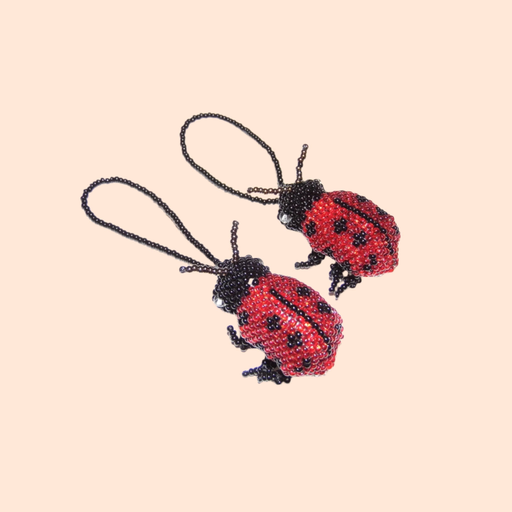 Lady Bug Seed Bead Handcrafted Artisan Made Ornament - Guatemala Decor La Vie Bien Lady Bug Seed Bead Handcrafted Artisan Made Ornament - Guatemala