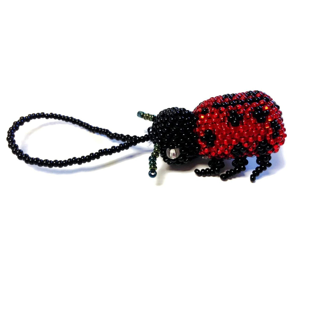 Lady Bug Seed Bead Handcrafted Artisan Made Ornament - Guatemala Decor La Vie Bien Lady Bug Seed Bead Handcrafted Artisan Made Ornament - Guatemala