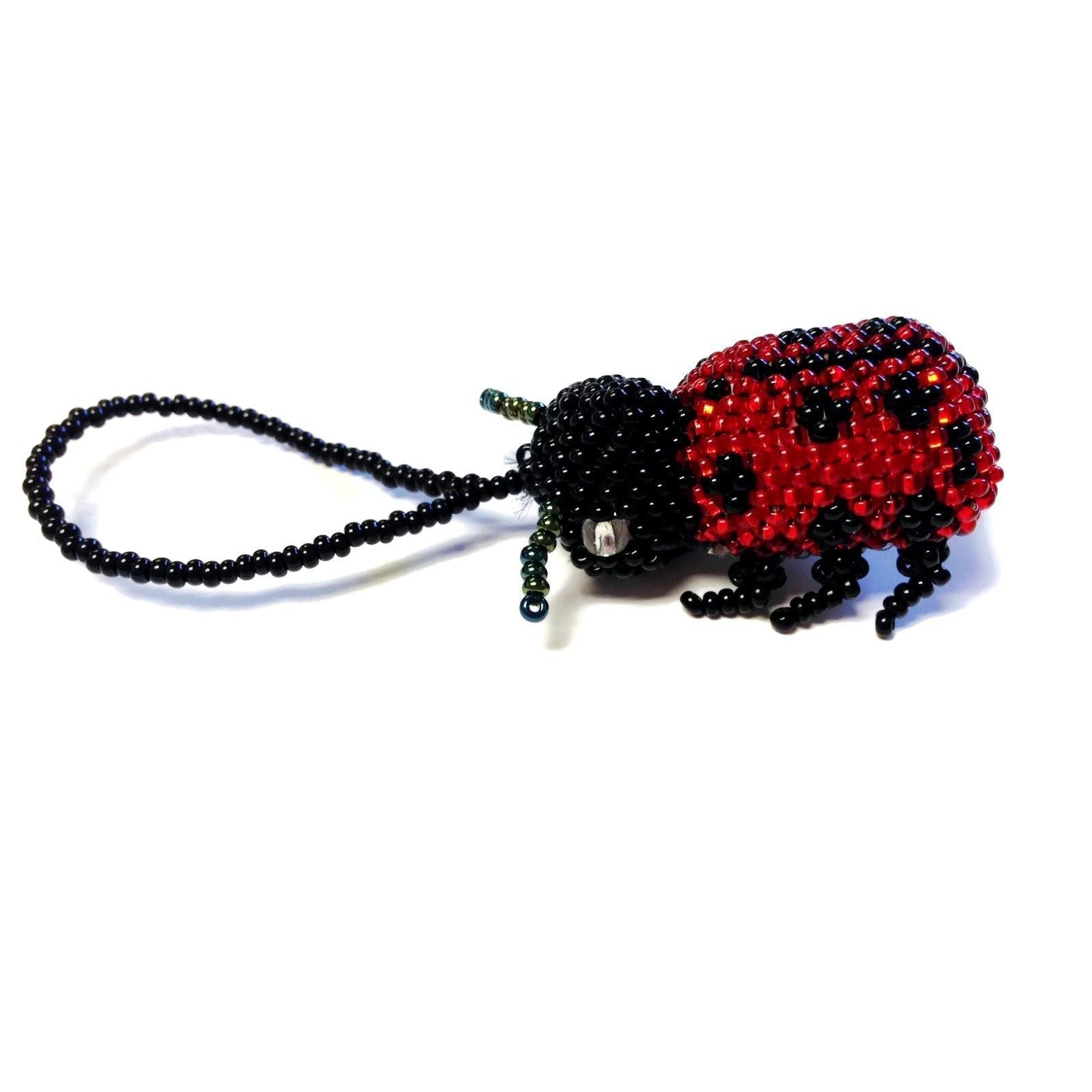 Lady Bug Seed Bead Handcrafted Artisan Made Ornament - Guatemala Decor La Vie Bien Lady Bug Seed Bead Handcrafted Artisan Made Ornament - Guatemala