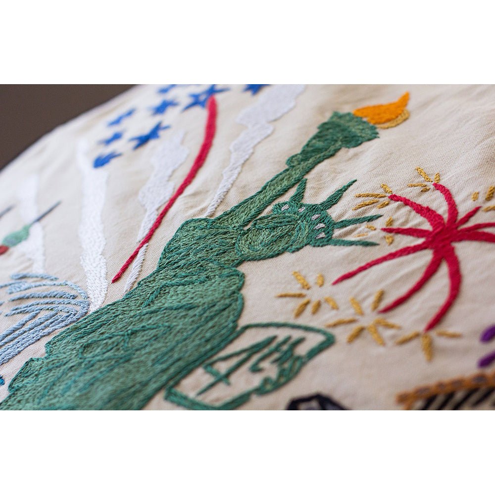 Lady Liberty Hand - Embroidered Pillow Pillows La Vie Bien Lady Liberty Hand - Embroidered Pillow