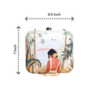 Lady on Beach Portrait Clutch with Chain Clutch La Vie Bien Lady on Beach Portrait Clutch with Chain