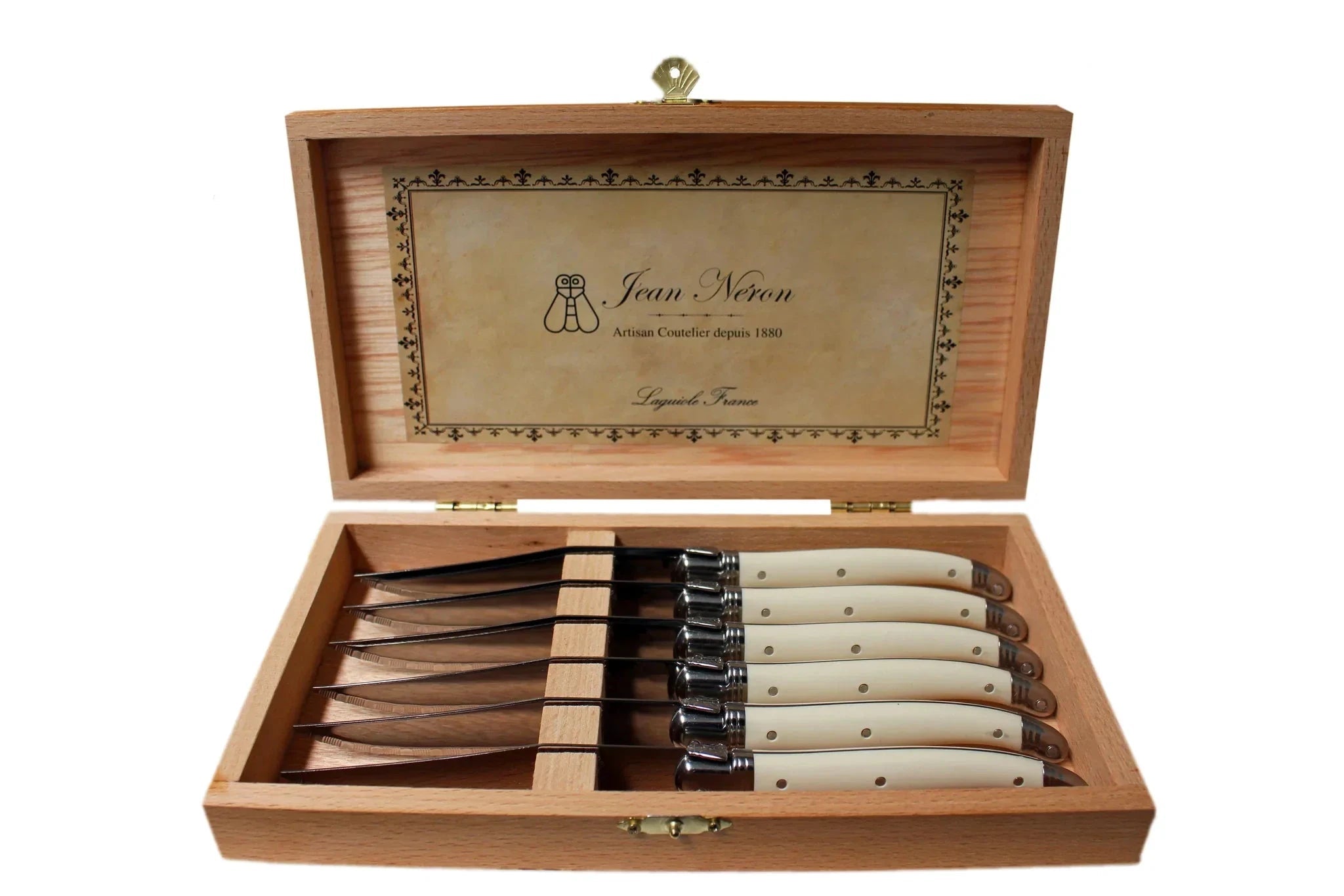 Laguiole Ivory Knives Cutlery Set in Presentation Box, Set of 6 by White Cliff Studio