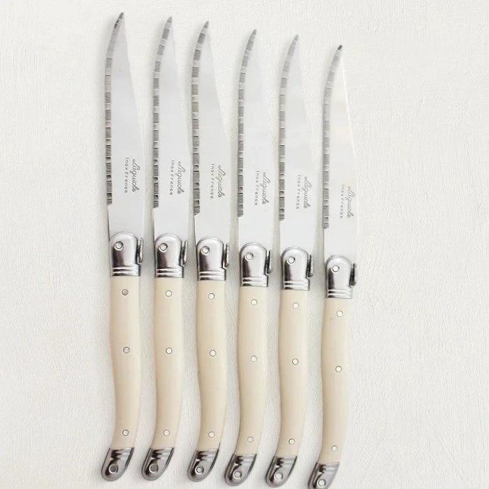 Laguiole Ivory Knives Cutlery Set in Presentation Box, Set of 6 by White Cliff Studio