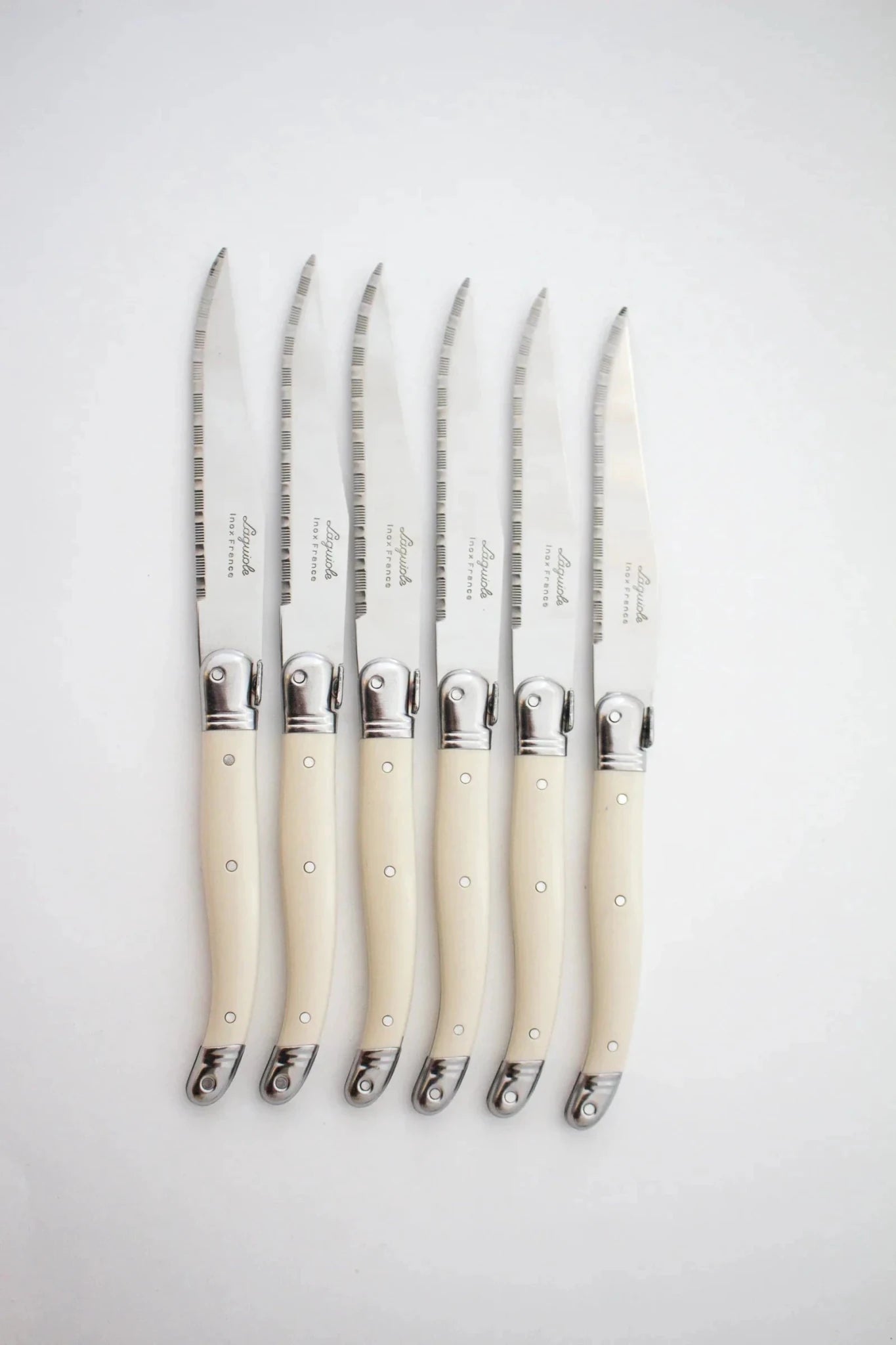 Laguiole Ivory Knives Cutlery Set in Presentation Box, Set of 6 by White Cliff Studio