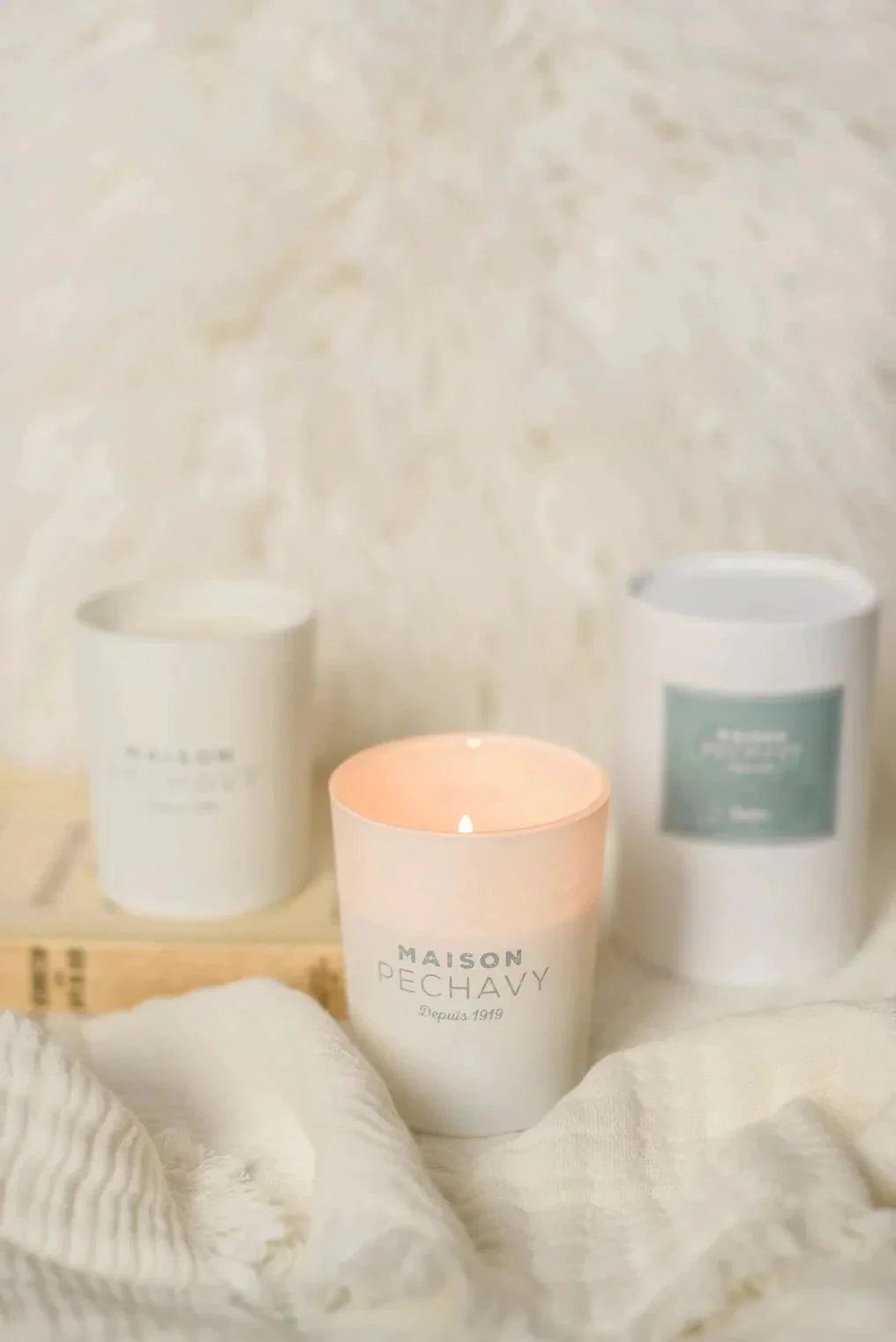 Lana French Scented Candle with Wood Fire, Lavender, & Patchouli by White Cliff Studio