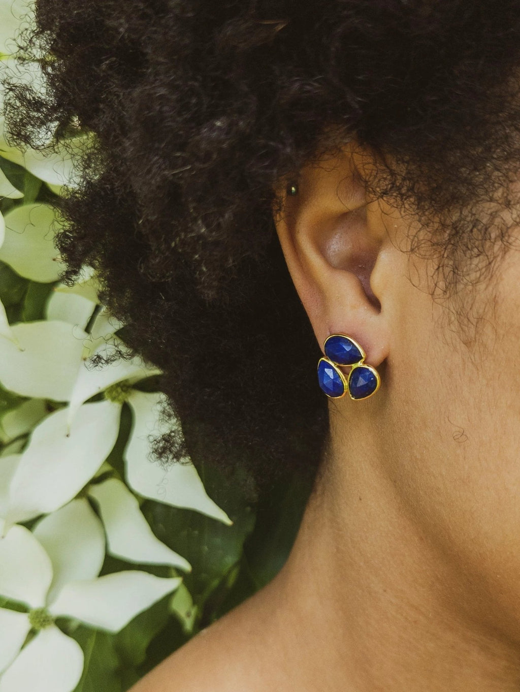 Lapis Cluster Stud Earrings by Ash & Rose