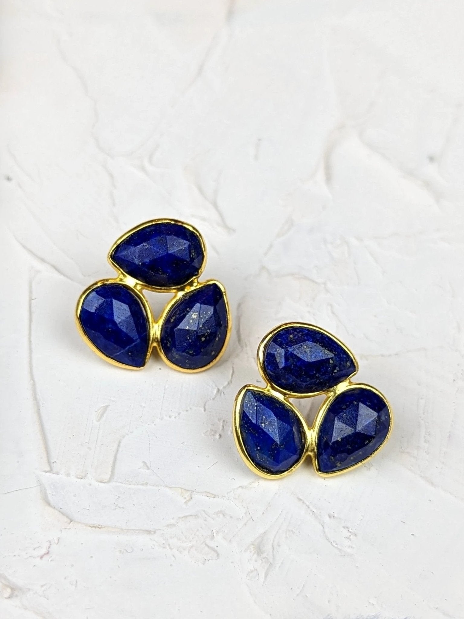 Lapis Cluster Stud Earrings by Ash & Rose