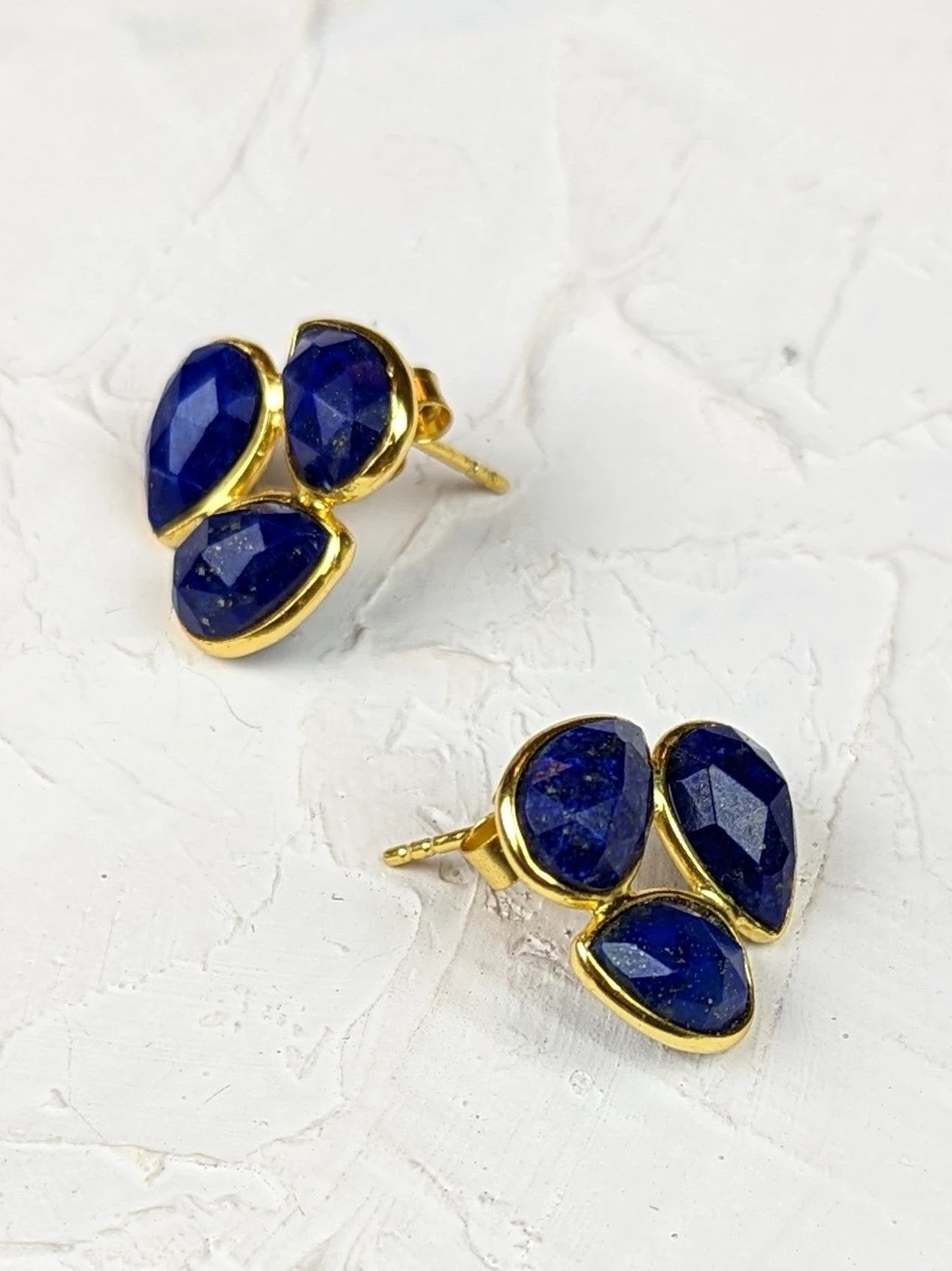Lapis Cluster Stud Earrings by Ash & Rose