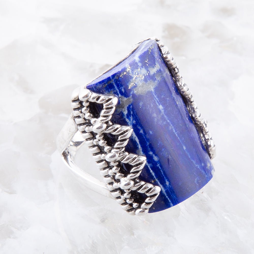 Blue Lapis Slice and Sterling Silver Ring