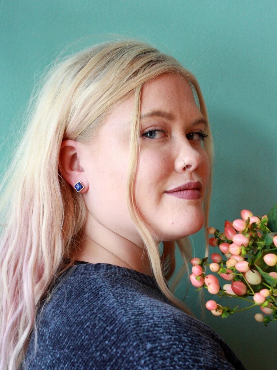 Lapis Squared Studs by Fair Anita