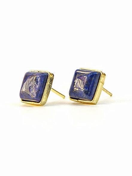 Lapis Squared Studs by Fair Anita