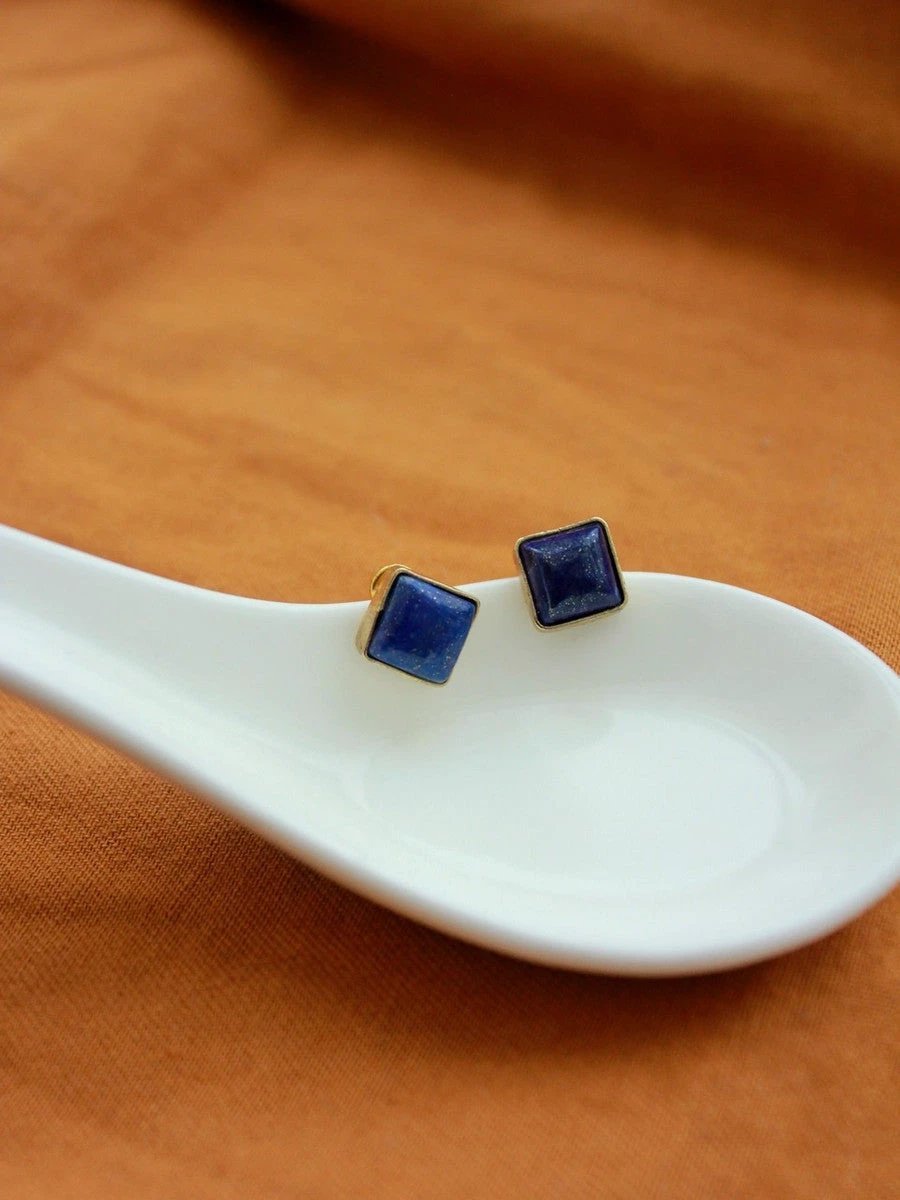 Lapis Squared Studs by Fair Anita