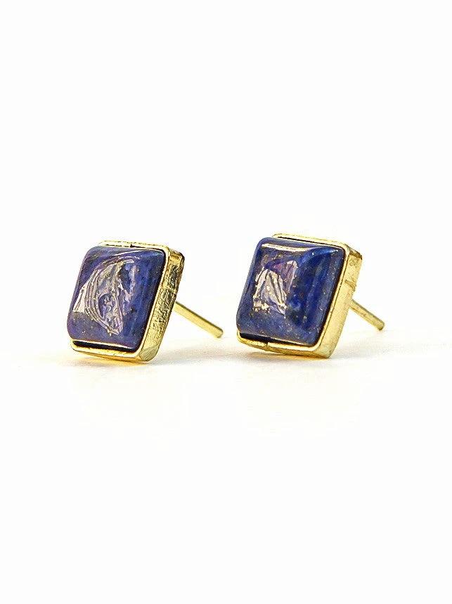 Lapis Squared Studs by Fair Anita